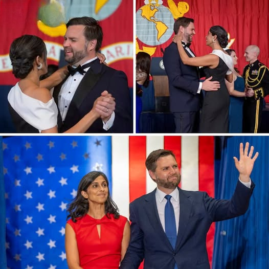 Usha and JD Vance walked into the Marine Corps Ball side by side, their hands clasped tightly